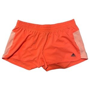 Adidas Orange Stretch Waist Colorblock Athletic
Shorts